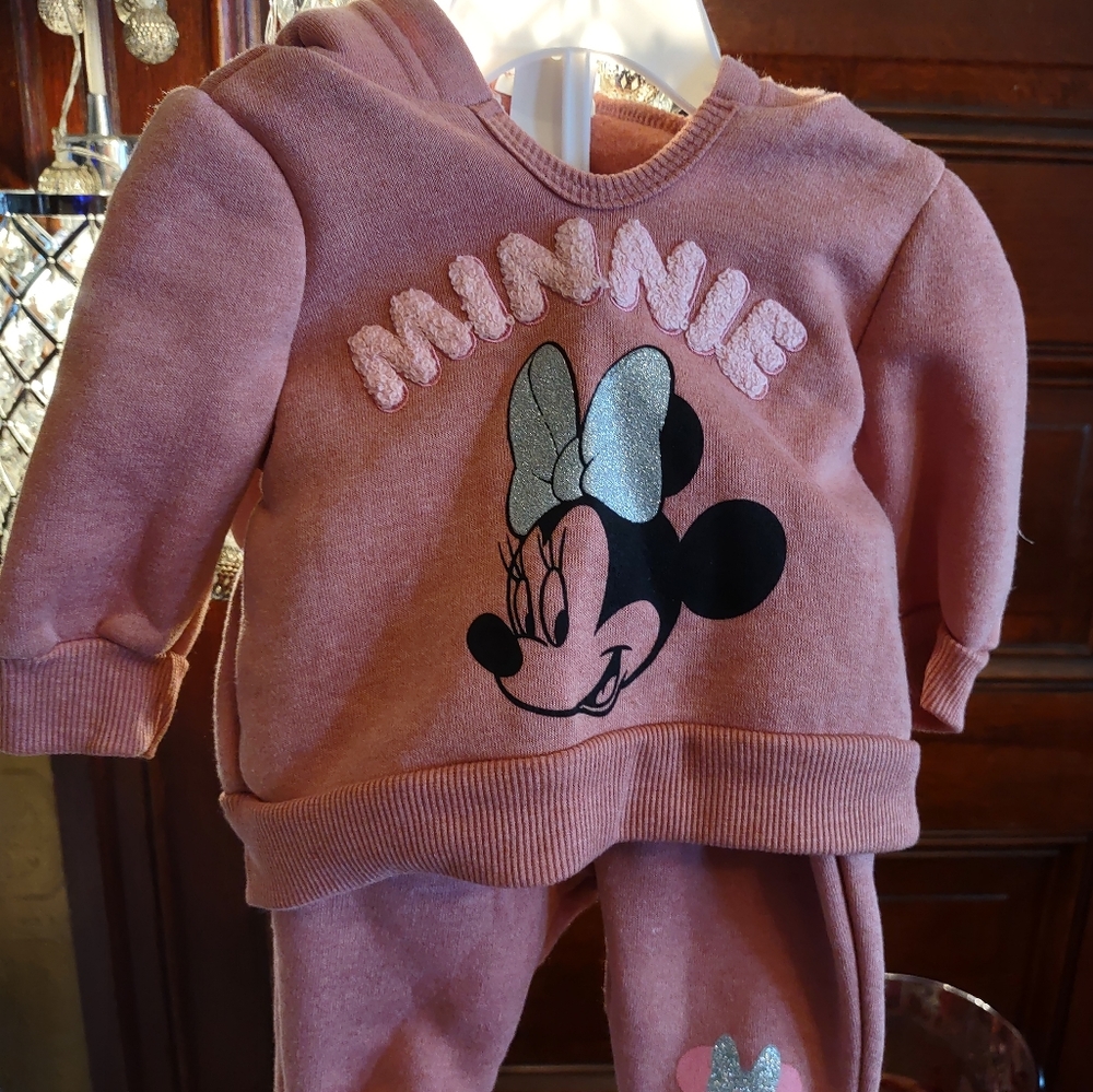 Disney Baby 0-3 months Dusty Pink Two Piece Hooded Sweatshirt and Pants NWTs